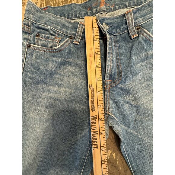 VTG 7 for all mankind jeans Light Wash Split Raw Hem USA Straight Leg Bootcut - Picture 5 of 13